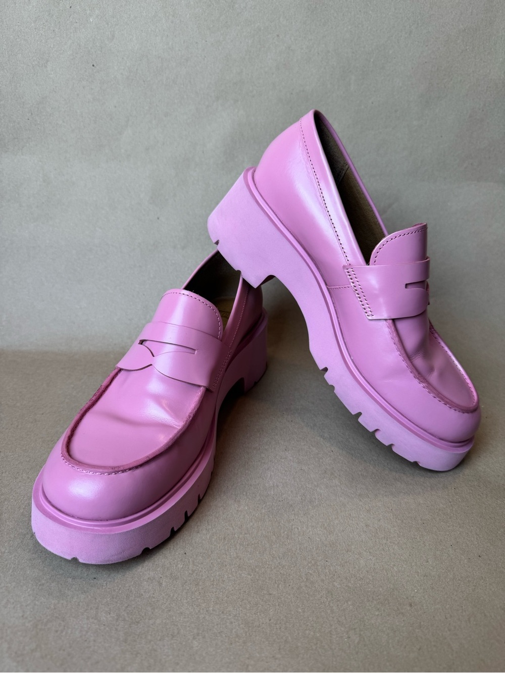 Camper Milah Chunky Lug Sole Leather Loafers (Women’s Size 9 EUR 40) Bright Pink